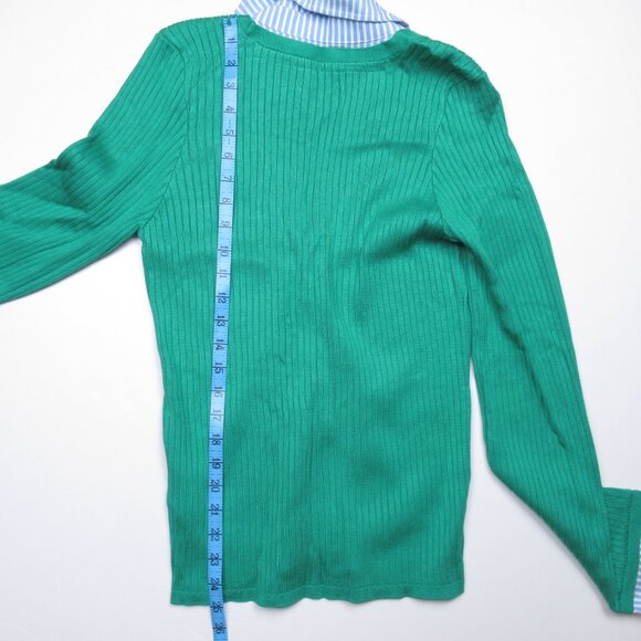 Anthropologie Maeve Layered Twofer Ribbed Cardigan Sweater Kelly Green XL - Picture 6 of 10